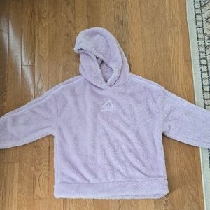 ADIDAS BRAND SIGNATURE GIRLS PURPLE FAUX FUR PULLOVER HOODIE SIZE LARGE
